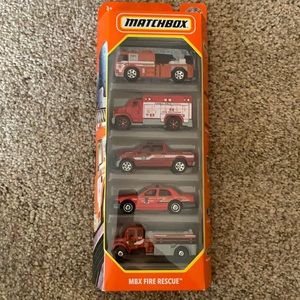 Matchbox set of 5 fire department emergency fire engine trucks, ambulance
